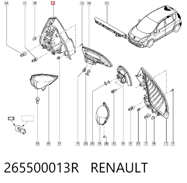 Lanterna traseira direita 265500013R Renault (RVI)