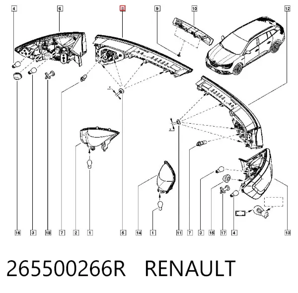 Lanterna traseira direita interna 265500266R Renault (RVI)
