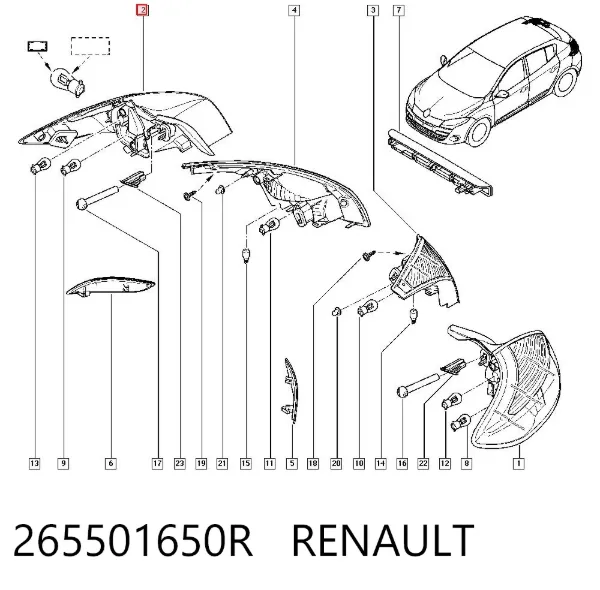 Lanterna traseira direita 265501650R Renault (RVI)