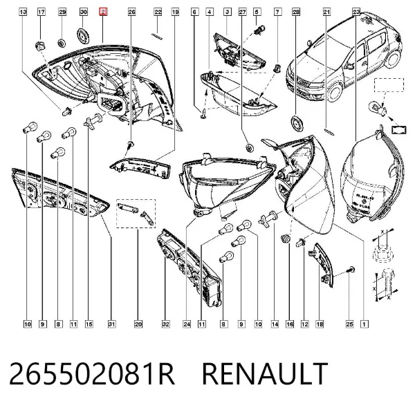 Lanterna traseira direita 265502081R Renault (RVI)