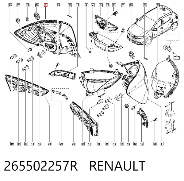 Lanterna traseira direita 265502257R Renault (RVI)