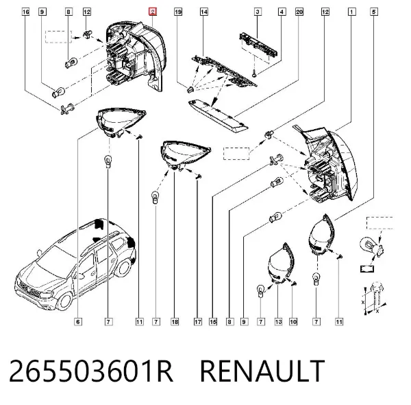 Lanterna traseira direita 265503601R Renault (RVI)