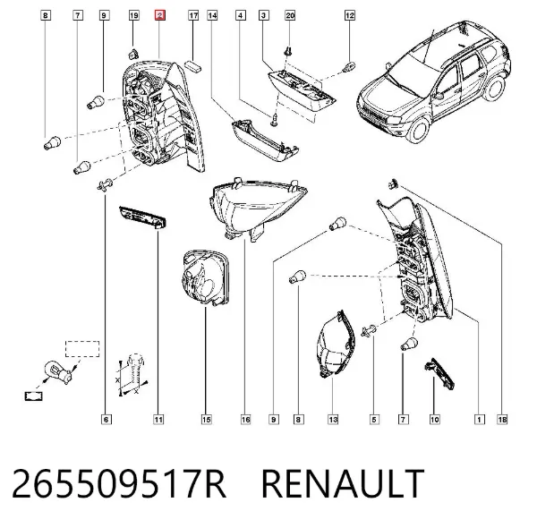 Lanterna traseira direita 265509517R Renault (RVI)