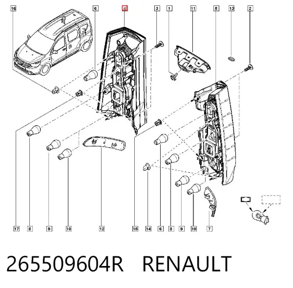Lanterna traseira direita 265509604R Renault (RVI)