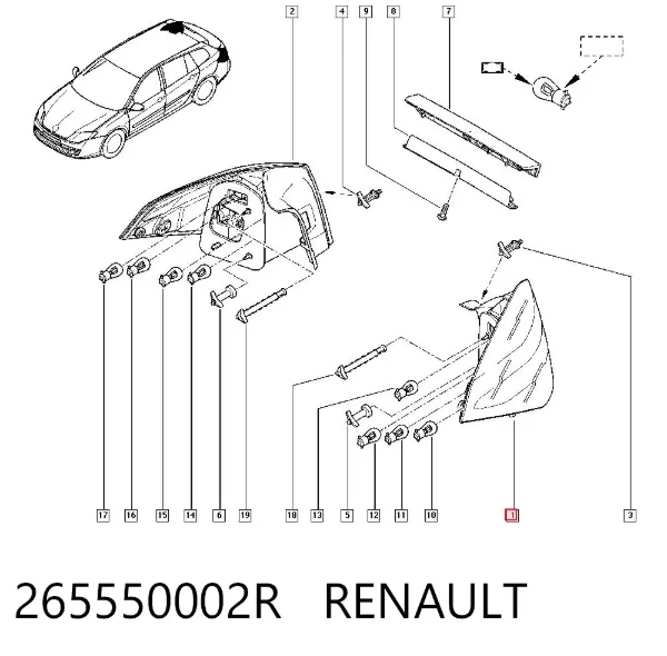 Lanterna traseira esquerda 265550002R Renault (RVI)
