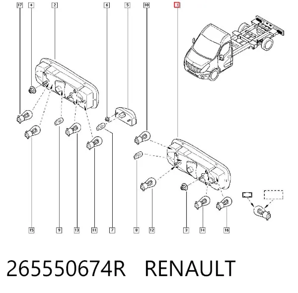Lanterna traseira esquerda 265550674R Renault (RVI)