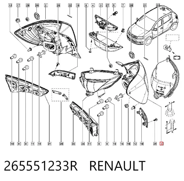 Lanterna traseira esquerda 265551233R Renault (RVI)