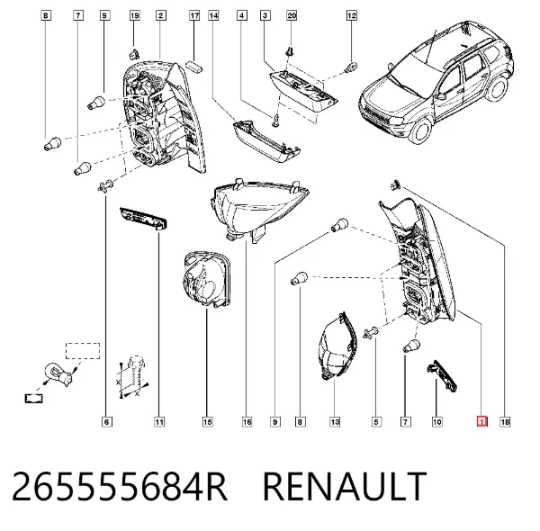 Lanterna traseira esquerda 265555684R Renault (RVI)