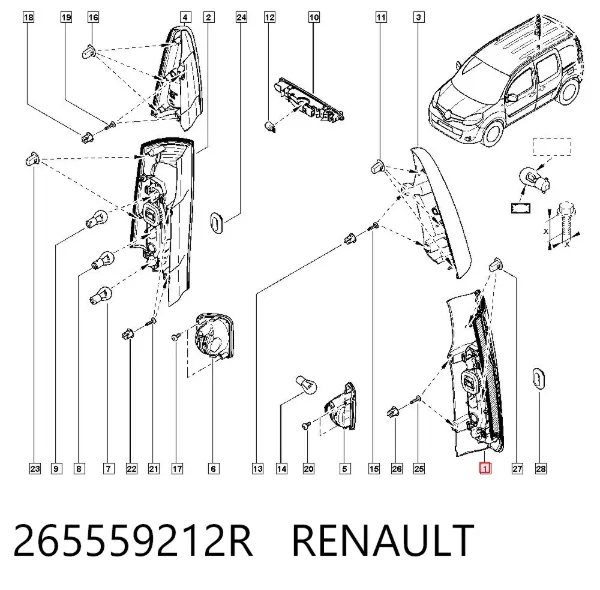 Lanterna traseira esquerda 265559212R Renault (RVI)