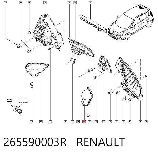 Lanterna do pára-choque traseiro esquerdo 265590003R Renault (RVI)