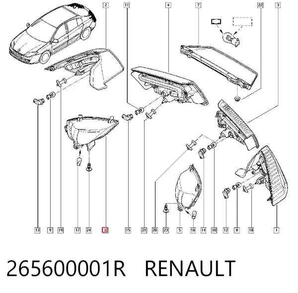 Lanterna do pára-choque traseiro direito 265600001R Renault (RVI)