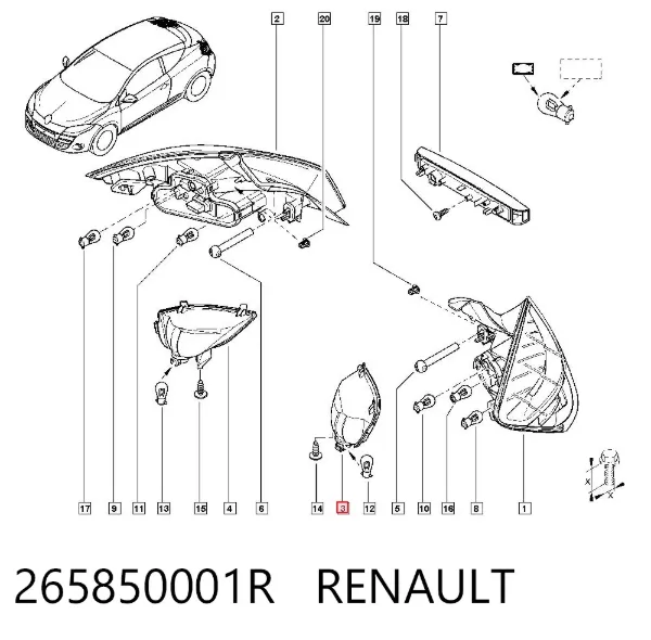 Lanterna do pára-choque traseiro esquerdo 265850001R Renault (RVI)