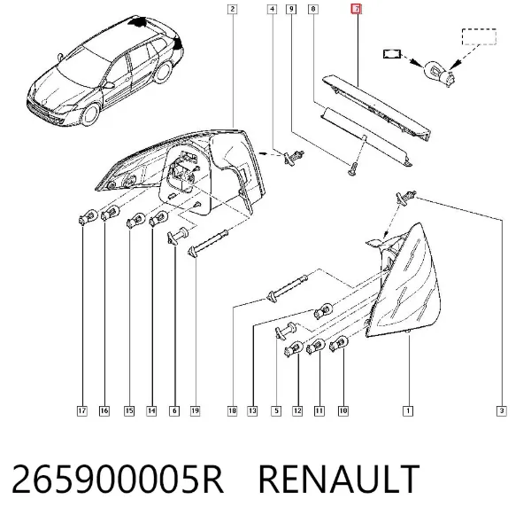 Sinal de parada traseiro adicional 265900005R Renault (RVI)