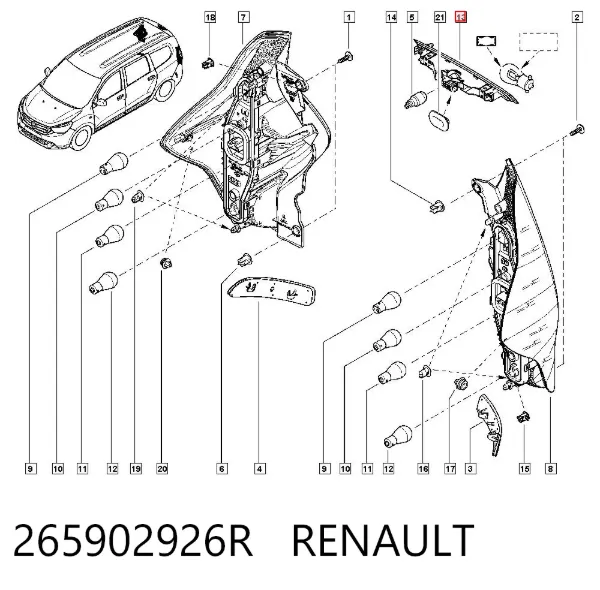 Sinal de parada traseiro adicional 265902926R Renault (RVI)