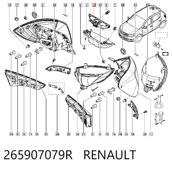 Sinal de parada traseiro adicional 265907079R Renault (RVI)