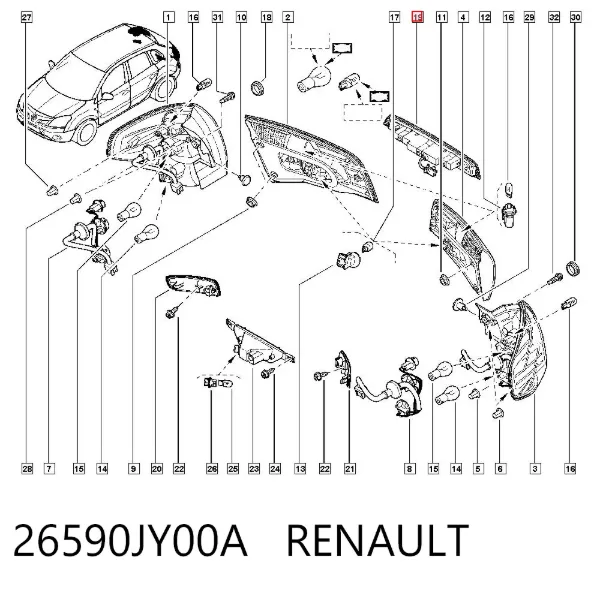 Sinal de parada traseiro adicional 26590JY00A Renault (RVI)