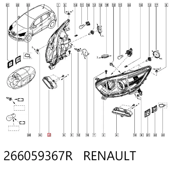 Luzes máximas esquerdas 266059367R Renault (RVI)