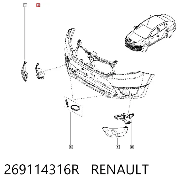 Consola de fixação das luzes de nevoeiro direitas 269114316R Renault (RVI)