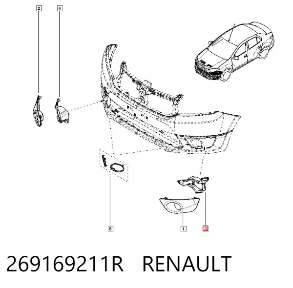 Consola de fixação das luzes de nevoeiro esquerdas 269169211R Renault (RVI)
