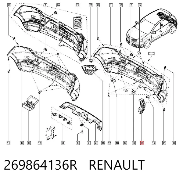 Consola do pára-choque dianteiro 269864136R Renault (RVI)