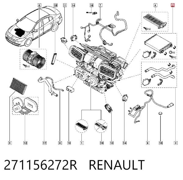 Radiador de forno (de aquecedor) 271156272R Renault (RVI)