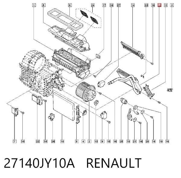 Radiador de forno (de aquecedor) 27140JY10A Renault (RVI)