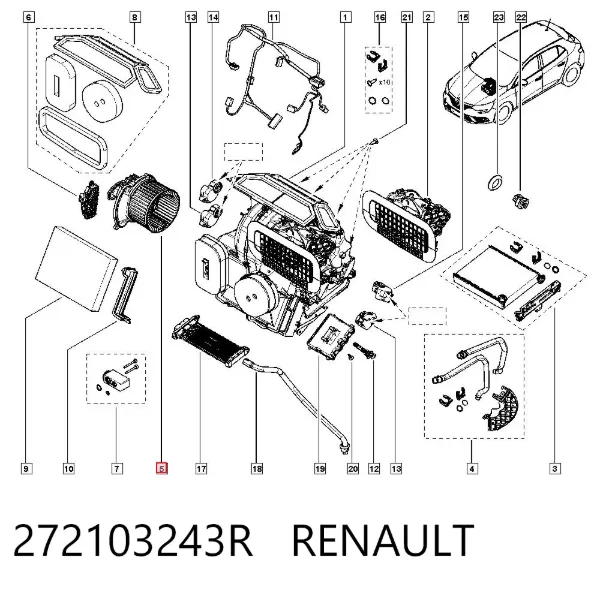 Motor de ventilador de forno (de aquecedor de salão) 272103243R Renault (RVI)