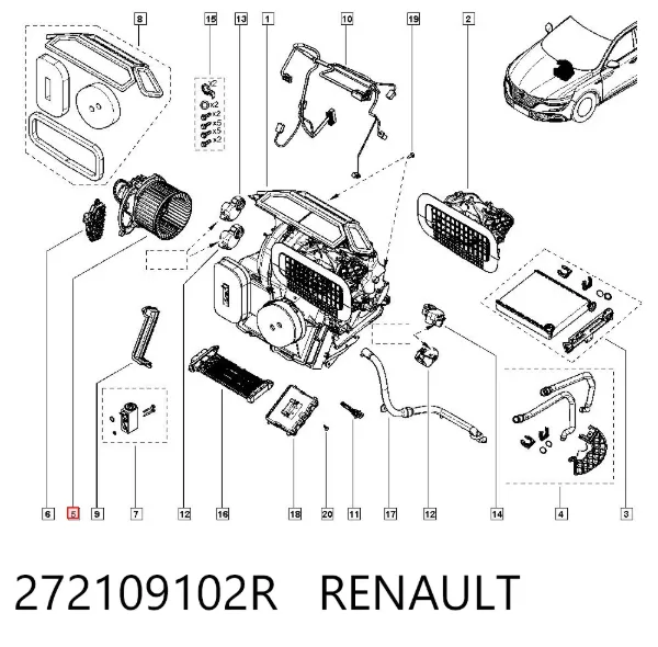 Motor de ventilador de forno (de aquecedor de salão) 272109102R Renault (RVI)