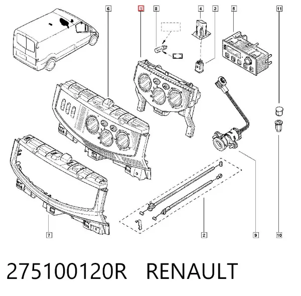 Unidade de controlo dos modos de aquecimento/condicionamento 275100120R Renault (RVI)