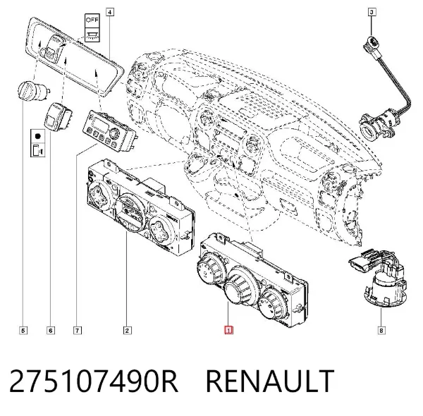 Unidade de controlo dos modos de aquecimento/condicionamento 275107490R Renault (RVI)