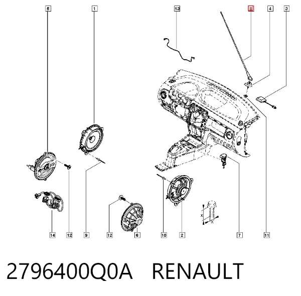 Haste de antena 2796400Q0A Renault (RVI)