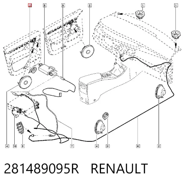 Alto-falante do "painel de instrumentos" 281489095R Renault (RVI)