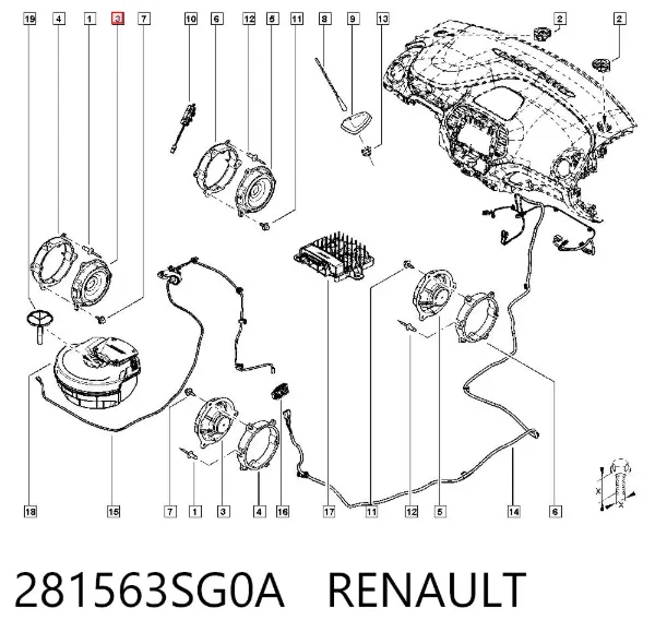 Alto-falante da porta dianteira 281563SG0A Renault (RVI)