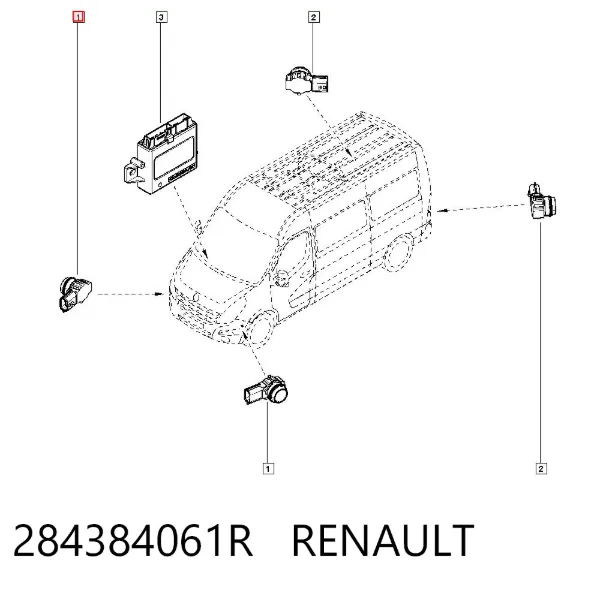 Sensor traseiro de sinalização de estacionamento (sensor de estacionamento) 284384061R Renault (RVI)