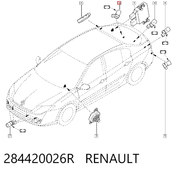 Sensor traseiro de sinalização de estacionamento (sensor de estacionamento) 284420026R Renault (RVI)