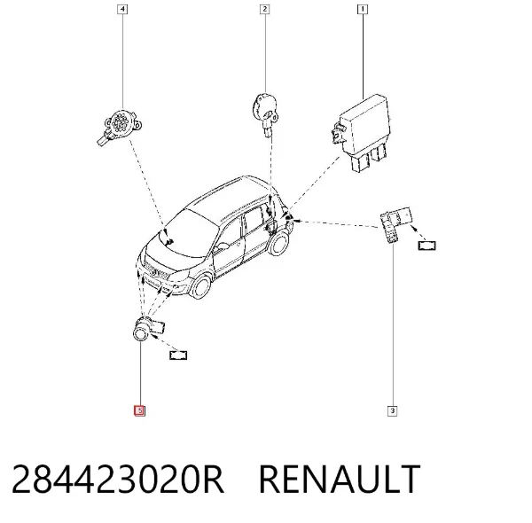 Sensor traseiro de sinalização de estacionamento (sensor de estacionamento) 284423020R Renault (RVI)