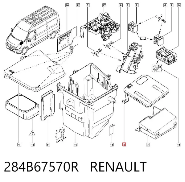 Unidade de dispositivos de segurança 284B67570R Renault (RVI)
