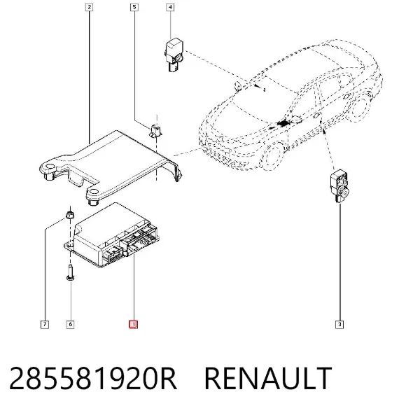 Módulo processador de controlo da bolsa de ar (Centralina eletrônica AIRBAG) 285581920R Renault (RVI)