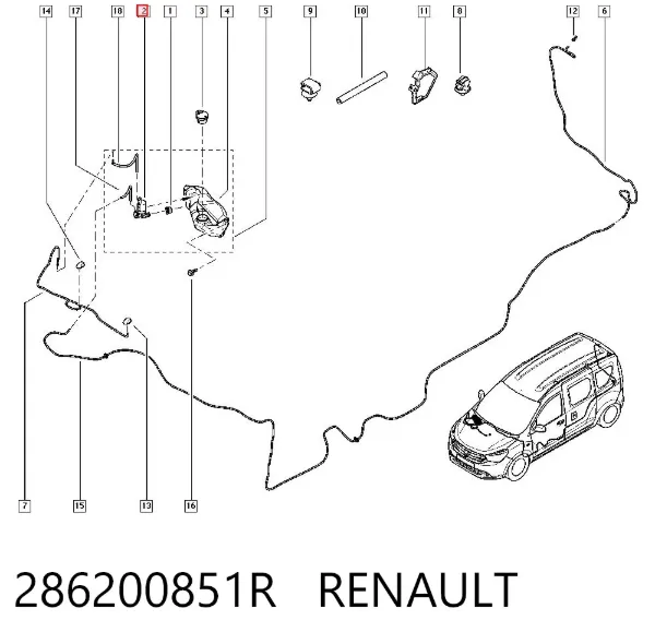 Bomba de motor de fluido para lavador de vidro dianteiro 286200851R Renault (RVI)
