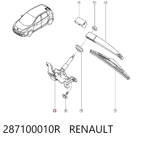 Motor de limpador pára-brisas de vidro traseiro 287100010R Renault (RVI)