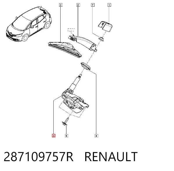 Motor de limpador pára-brisas de vidro traseiro 287109757R Renault (RVI)