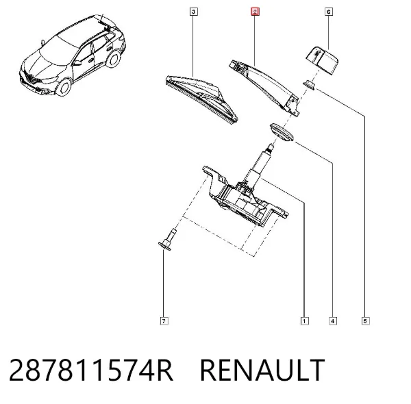 Braço de limpa-pára-brisas de vidro traseiro 287811574R Renault (RVI)