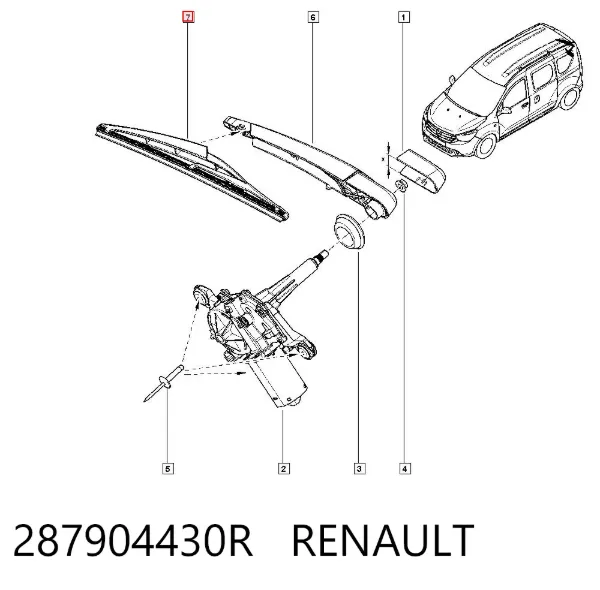 Limpa-pára-brisas de vidro traseiro 287904430R Renault (RVI)