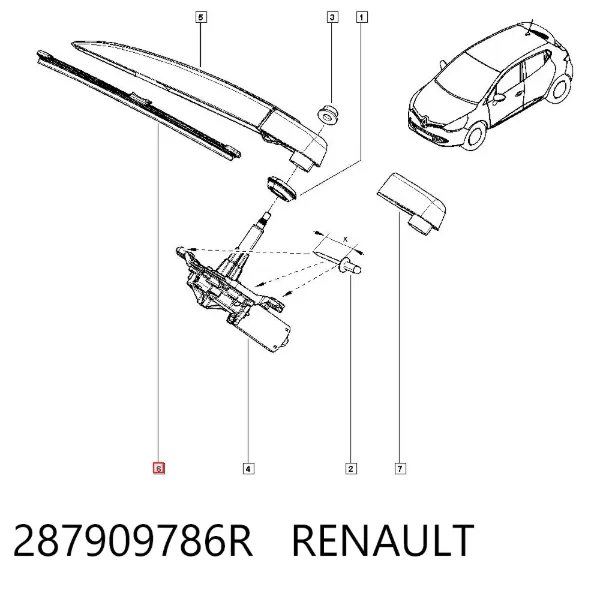 Limpa-pára-brisas de vidro traseiro 287909786R Renault (RVI)