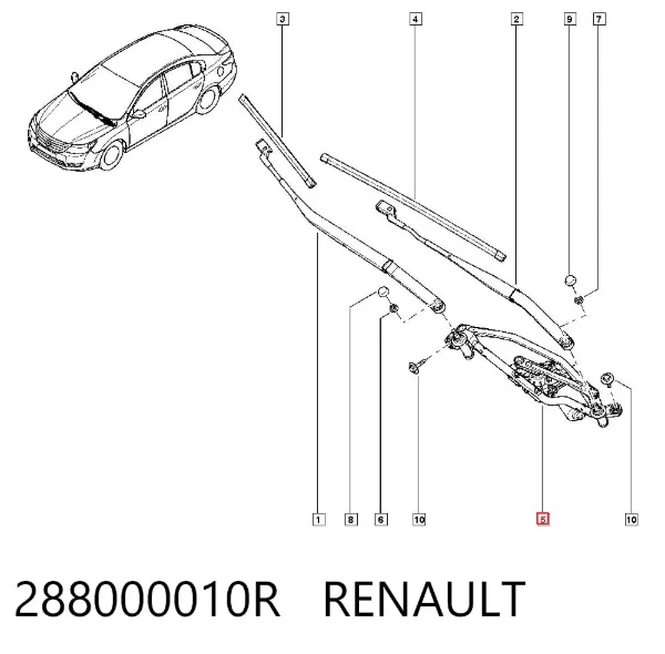 Trapézio de limpador pára-brisas 288000010R Renault (RVI)