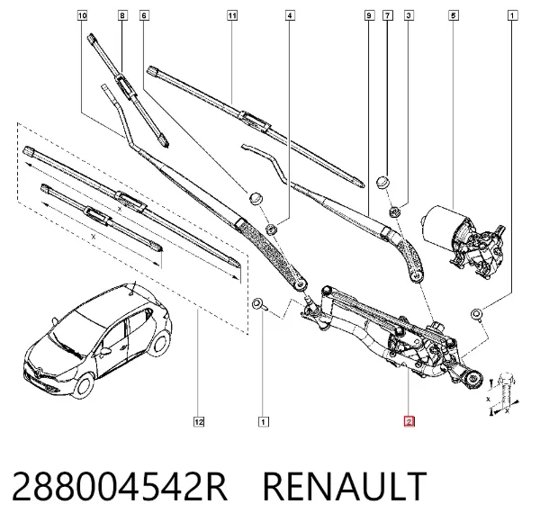 Trapézio de limpador pára-brisas 288004542R Renault (RVI)