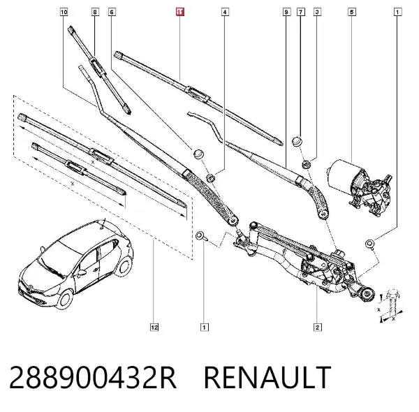 Limpa-pára-brisas do pára-brisas de condutor 288900432R Renault (RVI)