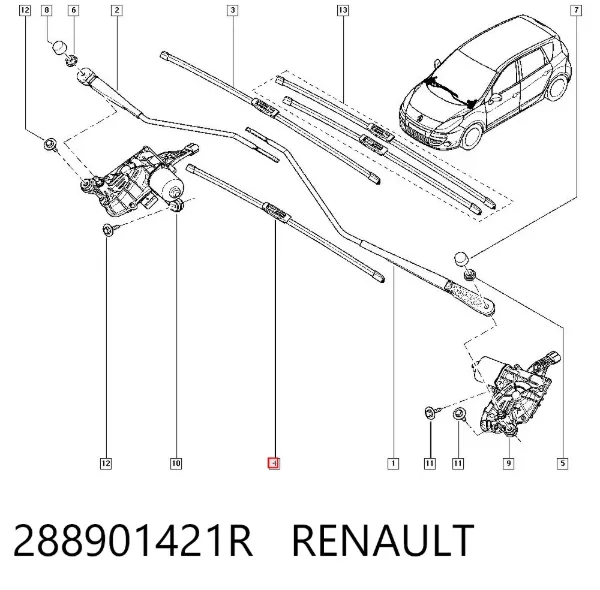 Limpa-pára-brisas do pára-brisas, kit de 2 un. 288901421R Renault (RVI)