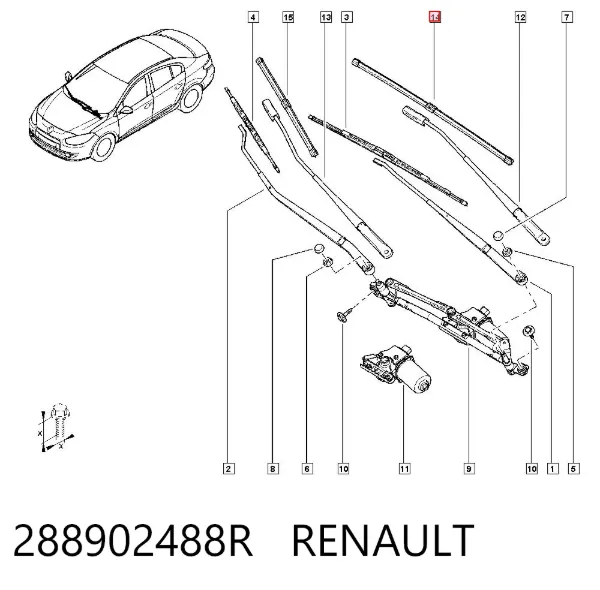 Limpa-pára-brisas do pára-brisas de condutor 288902488R Renault (RVI)