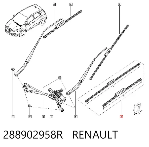 Limpa-pára-brisas do pára-brisas, kit de 2 un. 288902958R Renault (RVI)